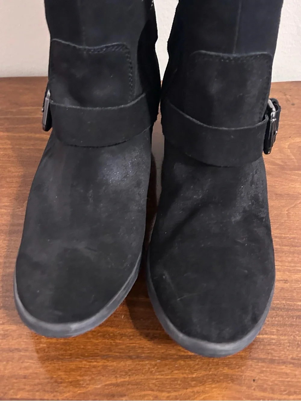 Donald J. Pliner Black Suede Over-the-Knee Boots with Buckle